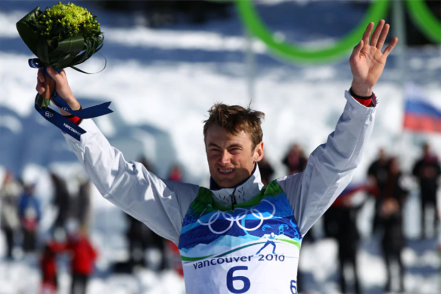 Petter Northug of Norway celebrates at the 2010 Winter Olympics in Vancouver