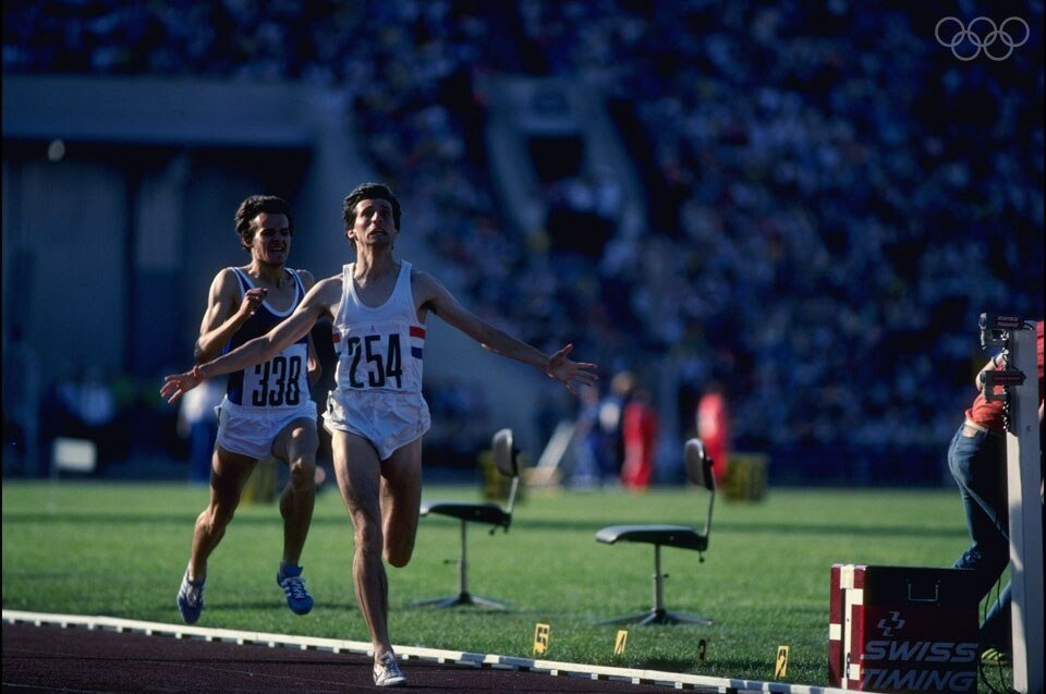 Sebastian Coe winning the 1500 metres at the 1980 Summer Olympics in Moscow