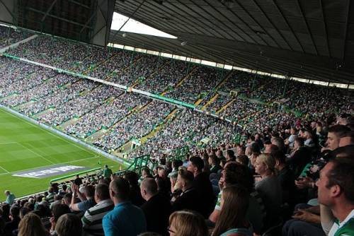 Fans watching football in Celtic Park