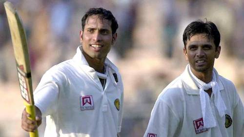 Laxman and Dravid playing for the Indian Cricket team in 2001 Test Series against Australia