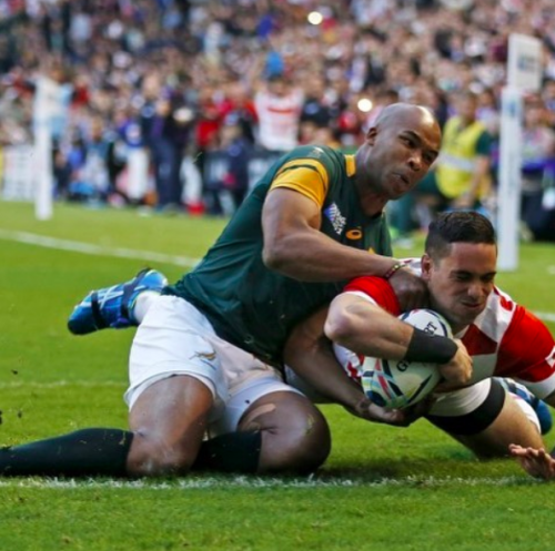 Karne Hesketh bring Japan's Rugby team the Brave Blossoms to victory over South Africa's Springbok