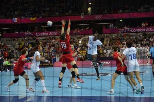 South Korea playing France in Handball at the 2012 Summer Olympics