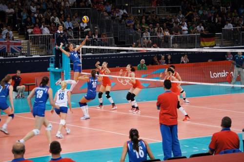 China playing Serbia in Volleyball at the 2012 Summer Olympics