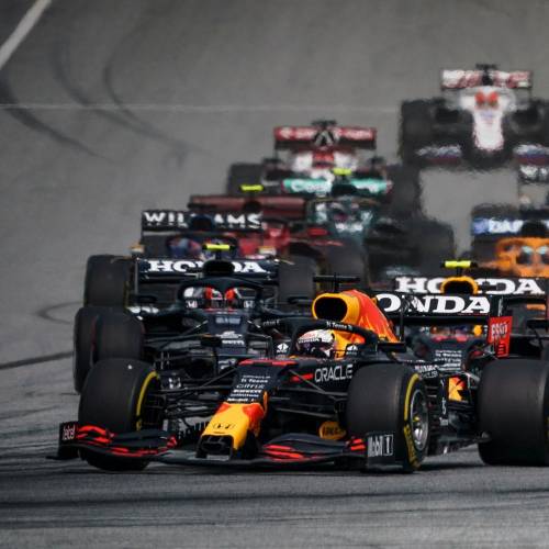 Max Verstappen racing in the Formula 1 Grand Prix at the Red Bull Ring