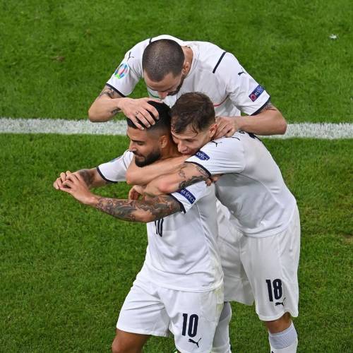 Italian Team celebrates a win in the Quarter-finals of the Euros