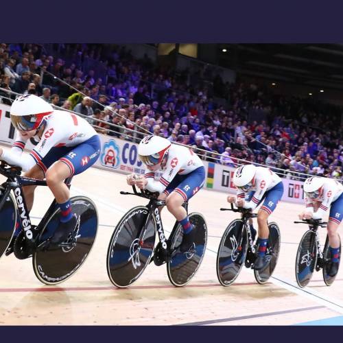 Katie Archibald, Eleanor May Dickinson, Laura Kenny and Neah Evans for Great Britain in Track Cycling
