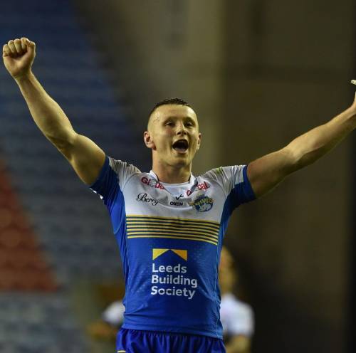 A Leeds Rhinos player celebrates