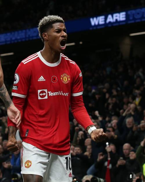 Manchester United's Marcus Rashford celebrating