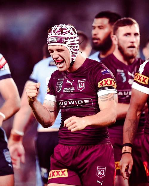 The Queensland Maroons' Kayln Ponga celebrates