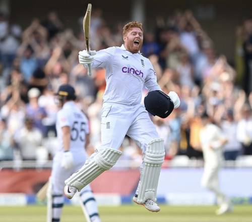 Jonny Bairstow Celebrates while playing for England