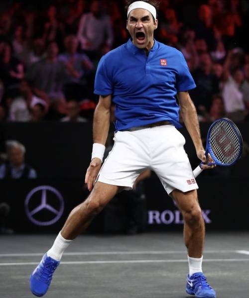 Roger Federer celebrating during the 2019 Laver Cup