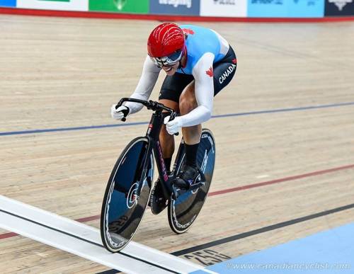 Kelsey Mitchell sprinting on the track