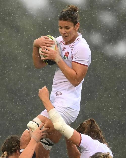 Sarah Hunter is lifted in a line out