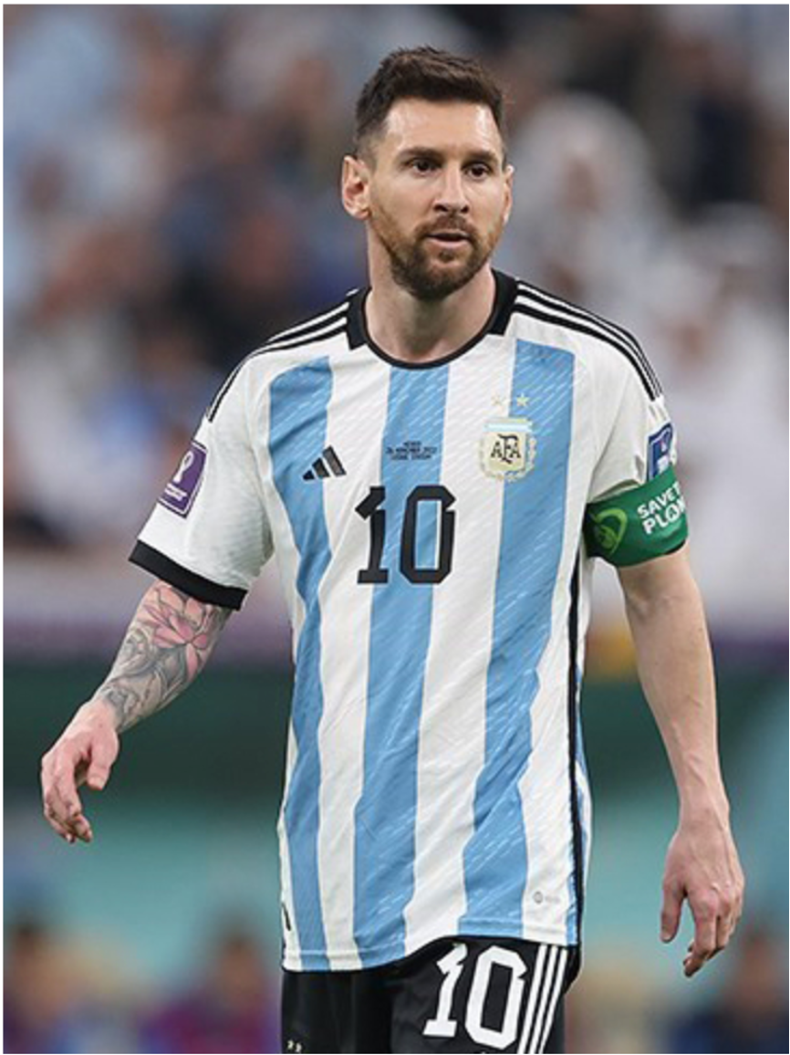 Lionel Messi playing for Argentina