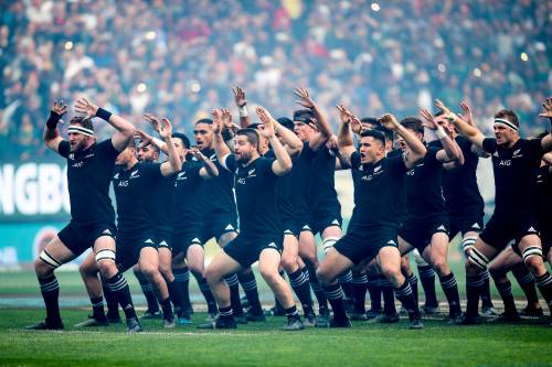 New Zealand players during the Haka