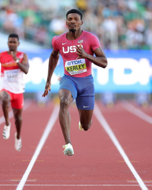 Fred Kerley running.