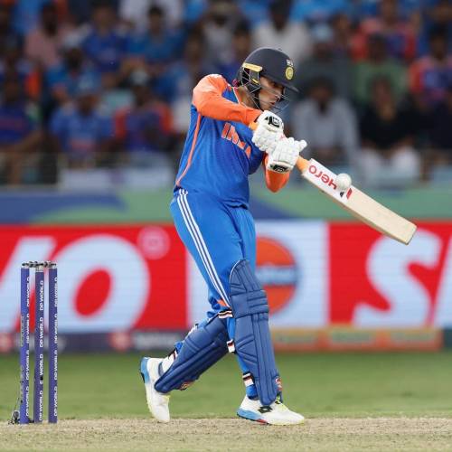 Abhishek Sharma in action for India
