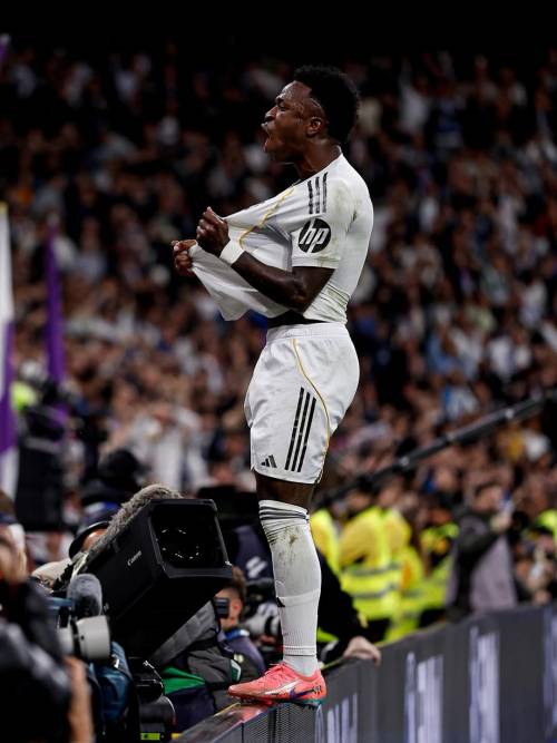 Vini Jr celebrates after scoring for Real Madrid