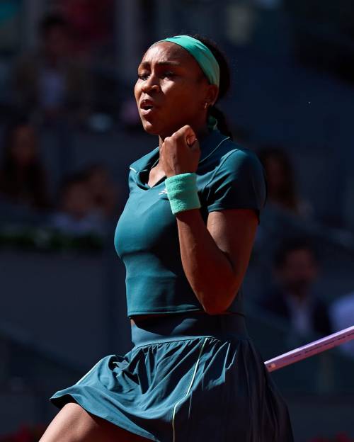 Coco Gauff in action at the 2026 Madrid Open
