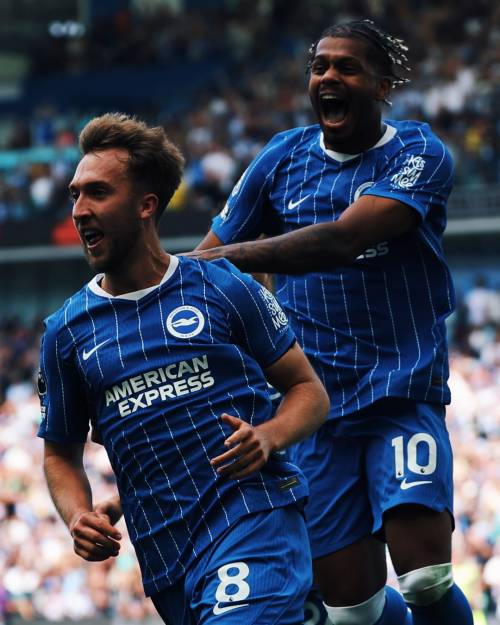 Jack Hinshelwood and Georginio Rutter in action for Brighton