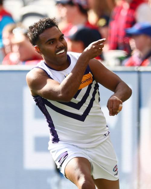 Isiah Dudley in action for the Fremantle Dockers