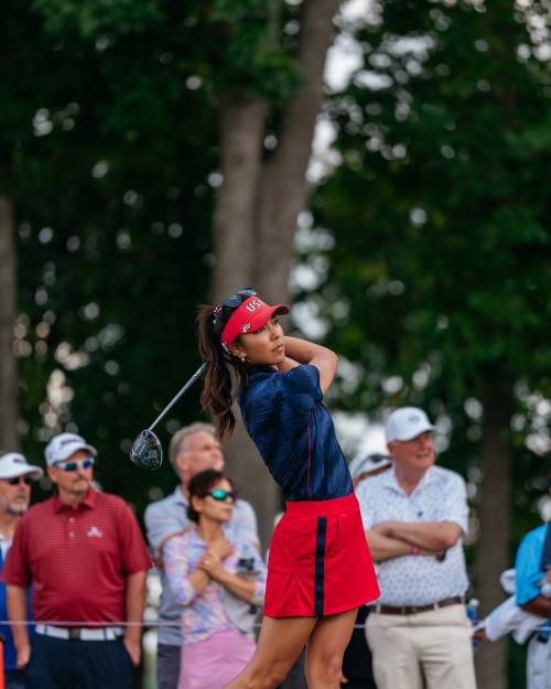 Alison Lee in action at the 2025 Solheim Cup